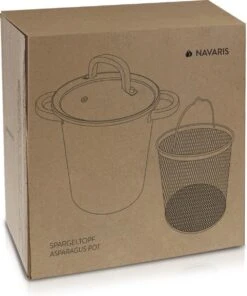 Poêle à Asperges En Acier Inoxydable Navaris Avec Couvercle - Cuiseur à Asperges En Acier Inoxydable Avec Panier Et Couvercle Amovibles - Sans BPA - Capacité 3,9 Litres - Passe Au Lave-vaisselle -Cuisine Fournitures Magasin 1000x1200 2