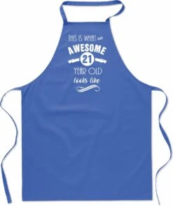 Awesome Cadeau 21 Ans - 21 Ans - Tablier De Cuisine - Coton - BBQ - Anniversaire - Bleu Roi