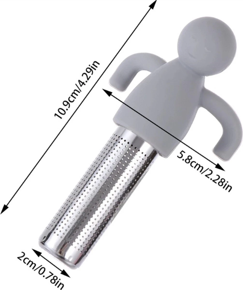 Tea Men - Filtre à Thé Pour Thee En Vrac - Infuseur à Thee - Passoire à Thee - Siliconen - Passe Au Lave-vaisselle - Gris - 2 Pièces 2 Tea Men - Filtre à Thé Pour Thee En Vrac - Infuseur à Thee - Passoire à Thee - Siliconen - Passe Au Lave-vaisselle - Gris - 2 Pièces – Image 2