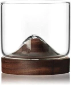 Verre à Whisky Aretica Sur Un Dessous De Verre En Bois - Verre à Whisky Avec Dessous De Verre - Marron - Coffret Cadeau - Emballage De Luxe
