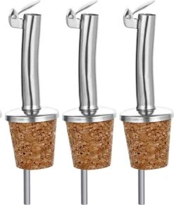 Yakelos Lot De 3 Becs Verseurs En Liège Avec Couvercle - Haute Qualité - Dosage Facile Avec De Alcohol Et De L'huile D'olive