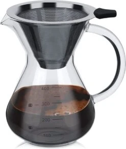 400 Ml Versez Sur La Coffee , Cafetières à Piston Cafetière Manuelle Cafetière En Verres Avec Filtre Et Bol En Acier Inoxydable