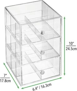 Organisateur De Cuisine MDesign Avec 3 Tiroirs - Boîte De Rangement Pour Sachets De Thé, Dosettes De Café, édulcorants Et Plus - Boîte à Thé En Plastique - Transparent -Cuisine Fournitures Magasin 1020x1200 2