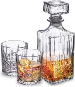 Ensemble De Carafes à Whisky De Luxe - Set à Whisky - Glas à Whisky - Verres à Whisky - 900 Ml - 5 Pièces - 1 Carafe - 4 Verres