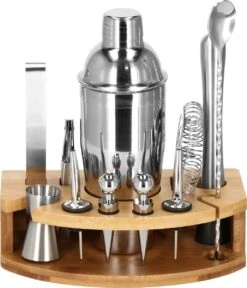 Ensemble De Cocktails Set | Set De 12 Shakers à Cocktail | Y Compris Support En Bamboe Et Emballage Cadeau | ACIER INOXYDABLE | Couleur Argent -Cuisine Fournitures Magasin 1029x1200 2