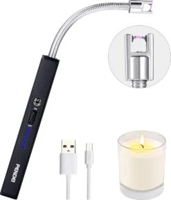 PENDEI Briquet électrique Rechargeable USB Avec Indicateur De Batterie LED Cou Flexible 360 Degrés Coupe-vent Pour Bougies Barbecue Feux D'artifice Cuisinière à Gaz Cuisine Camping