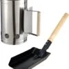 Barbecue/ BBQ Briquettes Démarreur Inox Avec Manche En Bois 27 X 17 Cm - Avec Pelle à Charbon Noir 37 Cm
