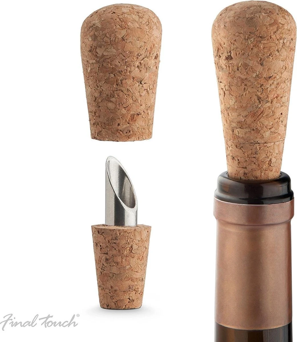 Final Touch - Bouchon Et Verseur De Bouteille De Vin En Liège FTA7500 Set De 2 1 Final Touch - Bouchon Et Verseur De Bouteille De Vin En Liège FTA7500 Set De 2