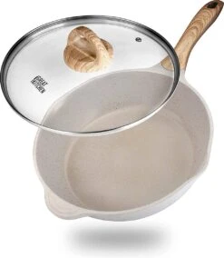 Poêle à Frire 28 Cm Avec Couvercle, Revêtement Antiadhésif, Histoire Pour Induction, Anti-cran, Rebord Haut, Poêle Antiadhésive