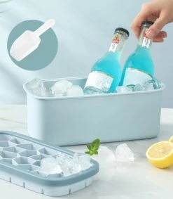 Seau à Glace | Box Réfrigérant | Bac à Glaçons En Siliconen | Avec Scoop Gratuit | Bleu -Cuisine Fournitures Magasin 1046x1200