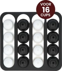 Porte-capsules Jooba Dolce Gusto - Porte- Tasses à Café - Porte-gobelet Dolce Gusto - Noir Mat - 16 Capsules - Porte-gobelet - Autocollant
