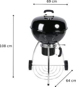 NATERIAL - Barbecue à Charbon PHOENIX BETA - 8 Personnes - Ø 57 Cm - H. 108 Cm - Acier émaillé - Zwart - Barbecue Boule 16 NATERIAL - Barbecue à Charbon PHOENIX BETA - 8 Personnes - Ø 57 Cm - H. 108 Cm - Acier émaillé - Zwart - Barbecue Boule -Cuisine Fournitures Magasin 1053x1200