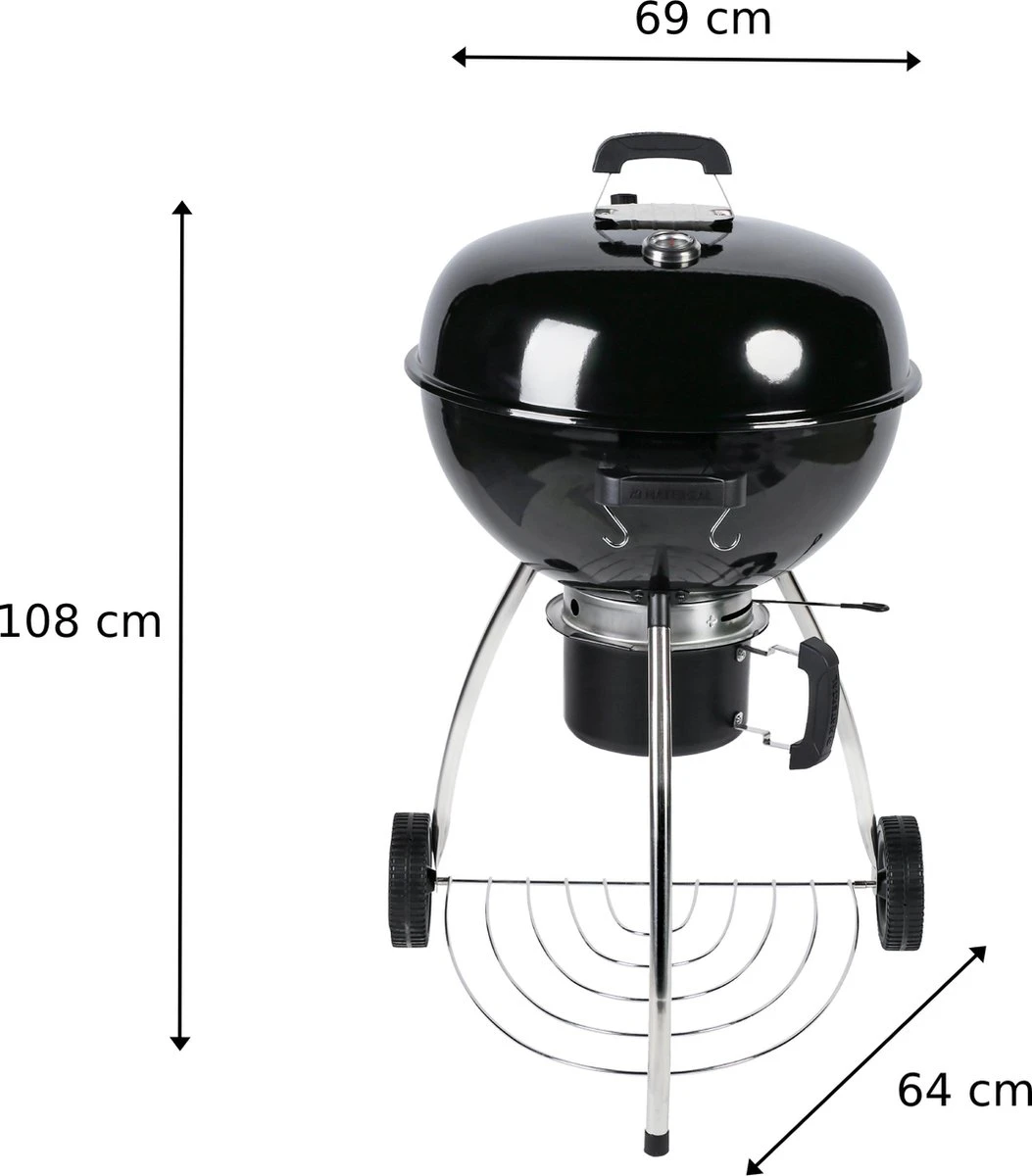 NATERIAL - Barbecue à Charbon PHOENIX BETA - 8 Personnes - Ø 57 Cm - H. 108 Cm - Acier émaillé - Zwart - Barbecue Boule 3 NATERIAL - Barbecue à Charbon PHOENIX BETA - 8 Personnes - Ø 57 Cm - H. 108 Cm - Acier émaillé - Zwart - Barbecue Boule – Image 3