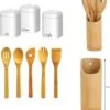 Accessoires De Cuisine - Boîtes De Rangement Pour Le Thee , Le Café Et Le Sucre - Ensemble De Spatules En Bois - Ensemble D'ustensiles De Cuisine
