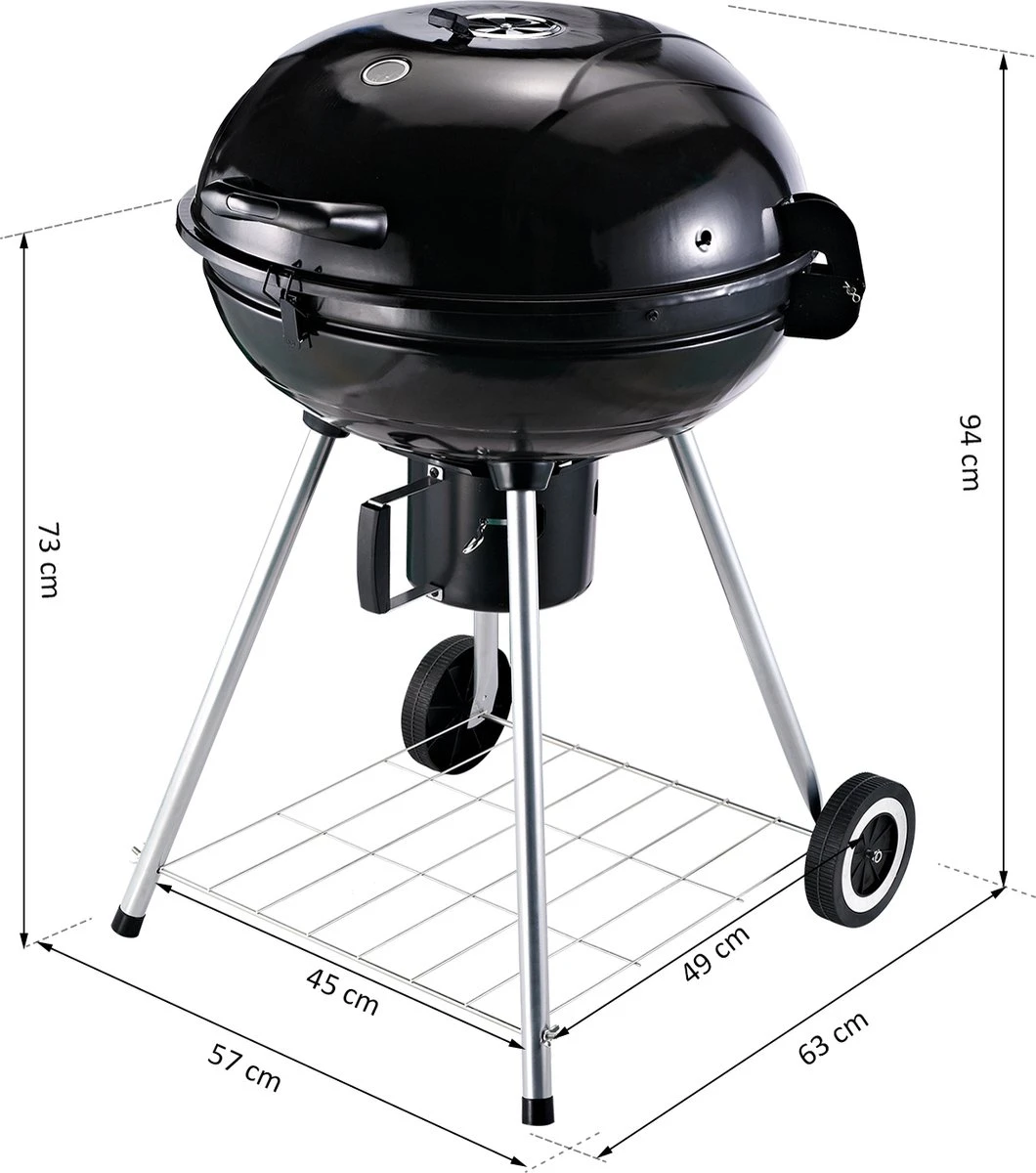 Outsunny Gril Chariot Charbon De Bois Pique-nique Gril Barbecue Avec Récupérateur De Cendres Métal Rond 846-021 4 Outsunny Gril Chariot Charbon De Bois Pique-nique Gril Barbecue Avec Récupérateur De Cendres Métal Rond 846-021 – Image 4