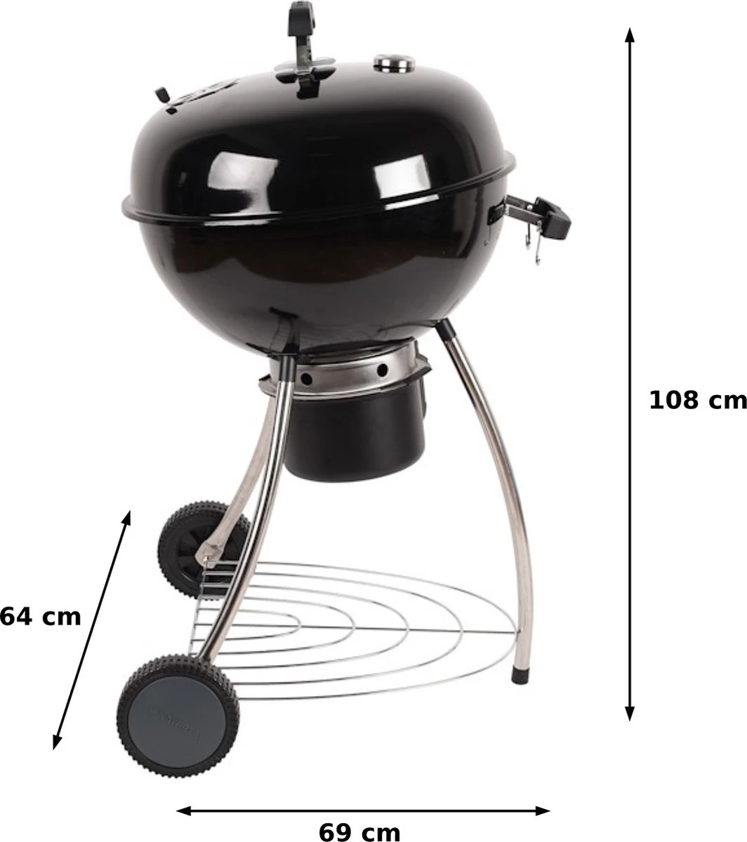 NATERIAL - Barbecue à Charbon PHOENIX BETA - 8 Personnes - Ø 57 Cm - H. 108 Cm - Acier émaillé - Zwart - Barbecue Boule 2 NATERIAL - Barbecue à Charbon PHOENIX BETA - 8 Personnes - Ø 57 Cm - H. 108 Cm - Acier émaillé - Zwart - Barbecue Boule – Image 2