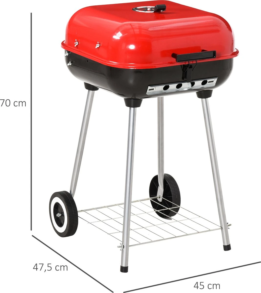 Barbecue à Charbon Outsunny Sur Roulettes Barbecue Chariot Boule Barbecue Grill Avec Couvercle BBQ Métal Rouge 01-0569 8 Barbecue à Charbon Outsunny Sur Roulettes Barbecue Chariot Boule Barbecue Grill Avec Couvercle BBQ Métal Rouge 01-0569 – Image 8