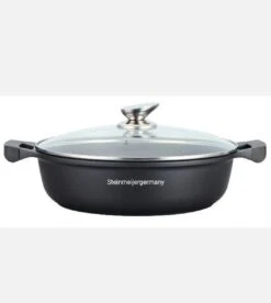 SteinMeijerGermany Marbre / Casserole - Avec Couvercle En Verre - Poêle à Pâtisserie Noire - Poêle à Frire 32 CM 8 Litres - Large Poêle à Induction -Cuisine Fournitures Magasin 1072x1200