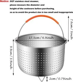 Insert Vapeur Inox, Accessoires Instant Pot, Panier Cuisson Légumes Vapeur, Cuiseur Vapeur Pour Autocuiseur Avec Poignée En Silicone Pour Cuire à La Vapeur Légumes, Fruits Et œufs (3 M²) -Cuisine Fournitures Magasin 1075x1200