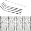 4x Verres à Verres à Cocktail / Verres Mai Tai Transparents 490 Ml - Y Compris 4x Pailles Réutilisables En Acier Inoxydable