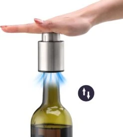 Behave Vin Stopper - Pompe à Vide à Vin - Bouchon à Vin - Bouchon à Vin - Économiseur De Vin - Acier Inoxydable - Bouchon De Bouteilles - Argent -Cuisine Fournitures Magasin 1076x1200 5