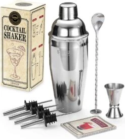 Shaker à Cocktail STNTUS, Set à Cocktail, 750 Ml, Shaker à Cocktail, Set, Accessoires De Bar, Avec Doseur, Set De Shaker à Coktails, Acier Inoxydable, Set à Cocktail, Set à Cocktail