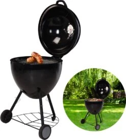BBQ à Charbon De Bois Cheqo® Luxe XXL - Ø 56,5 Cm - Surface De La Grille 49 Cm - Grille De Ventilation En Acier Inoxydable - Hauteur 97 Cm - Poids 14,6 Kg - Mobile - Barbecue