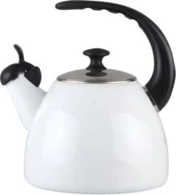 Bouilloire Sifflante Emalia Aperto émail Blanc Brillant 2,2 Litres - Bouilloire - Convient à Toutes Les Sources De Chaleur