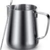 House Of Husk® Pot à Lait Avec Art Pen - Pichet Mousseur à Lait - Argent - Pot à Lait - Pichet à Lait - Acier Inoxydable - Pot à Lait Barista - 350 Ml - Avec Stylo Latte Art