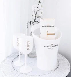 Seau à Glace Imperial Moët & Chandon Ice Avec 2 Verres - Refroidisseur à Vin De Luxe / Seau à Glace Et Verres à Champagne 2x