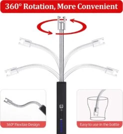 PENDEI Briquet électrique Rechargeable USB Avec Indicateur De Batterie LED Cou Flexible 360 Degrés Coupe-vent Pour Bougies Barbecue Feux D'artifice Cuisinière à Gaz Cuisine Camping -Cuisine Fournitures Magasin 1100x1200 1
