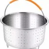Insert Vapeur Inox, Accessoires Instant Pot, Panier Cuisson Légumes Vapeur, Cuiseur Vapeur Pour Autocuiseur Avec Poignée En Silicone Pour Cuire à La Vapeur Légumes, Fruits Et œufs (3 M²)