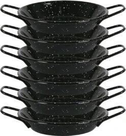 Menax - Mini Poêle à Paella - Casserole - Acier Vitrifié - Revêtement Antiadhésif Acier - Set De 6 - Diamètre 16 Cm - 1 Portions