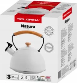 Bouilloire à Sifflet Florina Natura Line En Acier Inoxydable Blanc 2,3 Litres - Bouilloire - Convient à Toutes Les Sources De Chaleur -Cuisine Fournitures Magasin 1117x1200 1