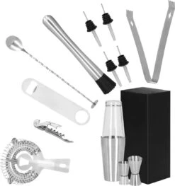 Ensemble De Cocktails Set | Set De 14 Shakers à Cocktail | Y Compris Boîte-cadeau | ACIER INOXYDABLE | Couleur Argent -Cuisine Fournitures Magasin 1125x1200 2