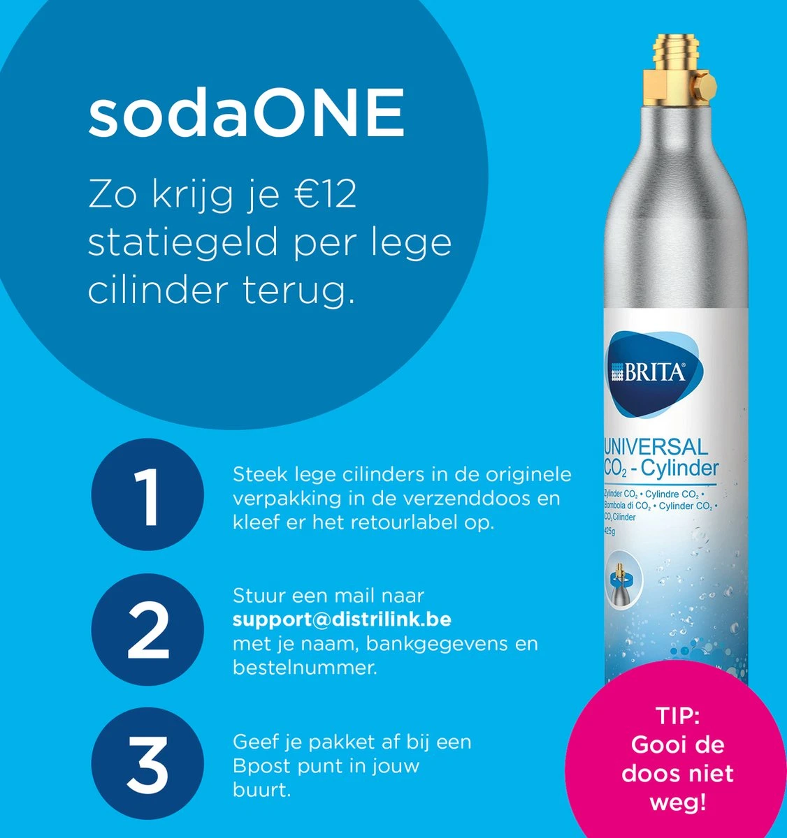 BRITA - SodaOne - Pack De 2 Bouteilles De Gaz CO2 - Universel - Pack économique 240 L - Facile à échanger 2 BRITA - SodaOne - Pack De 2 Bouteilles De Gaz CO2 - Universel - Pack économique 240 L - Facile à échanger – Image 2