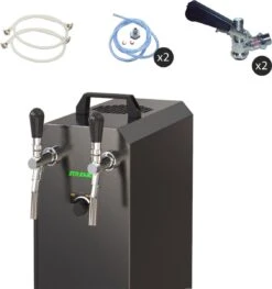 Set Complet - Robinet à Bière - Stream 50 / K 2 Robinets En Acier Inoxydable, 50 Litres / H, Avec Pompe à Membrane - Robinet à Bière, Beertender, Robinet Domestique, Refroidisseur De Bière