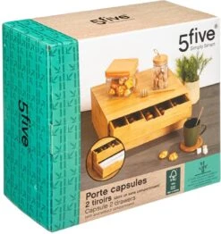 Five Capsule Holder Bamboe- 2 Tiroirs - Boîte à Thé - Opbergbox - Bureau Organisateur - Support Capsule Café - Dosettes De Café Machine à Café Stand Avec Tiroir - Porte - Tasses à Café Café - Dolce Gusto - Nespresso- Vertuo - L'Or -Cuisine Fournitures Magasin 1131x1200