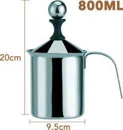 DOWO® - Mousseur à Lait Manuel - Acier Inoxydable - 800 Ml - Mousseur à Lait - Passe Au Lave-vaisselle - Barista - Pot à Lait - Base Résistante à La Chaleur - Induction -Cuisine Fournitures Magasin 1133x1200 1