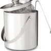 Relaxdays - Seau à Glace Avec Pince Et Couvercle 2 Litres - Seau à Glace Argenté - Acier Inoxydable