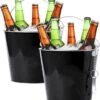 2x Seaux à Glace/seau à Bière Métal Noir - 6L - Seaux à Boissons - Refroidisseurs à Boissons - Refroidisseurs à Seaux à Vin