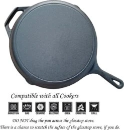 Poêle En Fonte De 12 Pouces Avec Revêtement En émail Noir Mat - Supports En Silicone Résistant à La Chaleur Inclus. Idéal Pour Une Utilisation Intérieure Et Extérieure, Passe Au Four. -Cuisine Fournitures Magasin 1146x1200 2