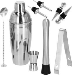 Ensemble De Cocktails Set | Set De 12 Shakers à Cocktail | Y Compris Support En Bamboe Et Emballage Cadeau | ACIER INOXYDABLE | Couleur Argent -Cuisine Fournitures Magasin 1148x1200 8