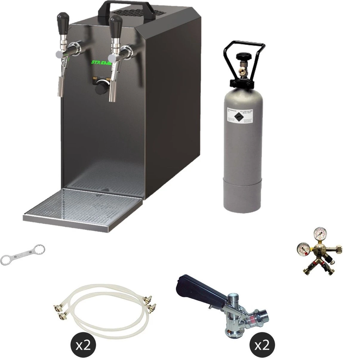 Set Complet - Robinet à Bière - Rafraîchisseur à Sec 2 Robinets Stream 50, 50 Litres / H - Robinet à Bière, Beertender, Robinet Maison, Refroidisseur à Bière 1 Set Complet - Robinet à Bière - Rafraîchisseur à Sec 2 Robinets Stream 50, 50 Litres / H - Robinet à Bière, Beertender, Robinet Maison, Refroidisseur à Bière