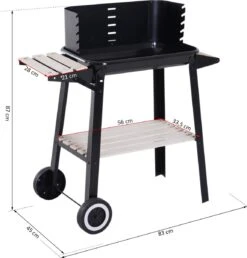 Station De Grillades Sur Chariot Outsunny Barbecue Autoportant Avec Pare-vent 2 X étagère Réglable En Hauteur 846-032 -Cuisine Fournitures Magasin 1151x1200