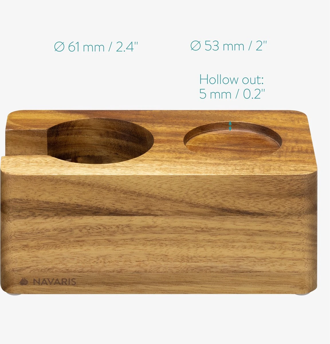 Station De Tassage Navaris En Bois D'acacia - Support Pour Porte-filtre Et Tamper - Ø 51 Mm - Répartition Homogène Du Café Moulu Et De L'espresso 6 Station De Tassage Navaris En Bois D'acacia - Support Pour Porte-filtre Et Tamper - Ø 51 Mm - Répartition Homogène Du Café Moulu Et De L'espresso – Image 6