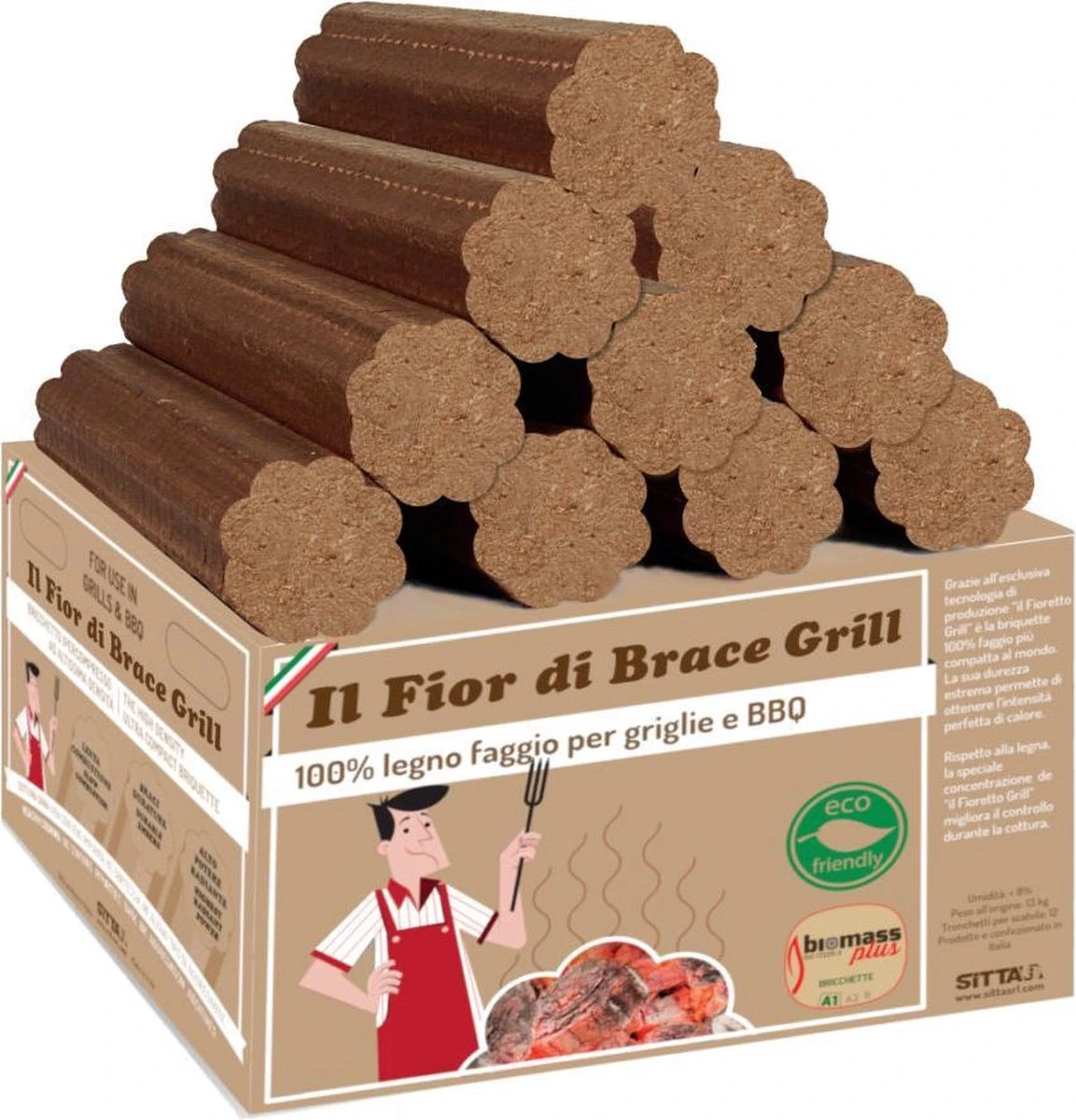 Briquettes De Bois De Hêtre Italien Fior Di Brace Pour Le Four à Pizza, Le Gril Et Le Barbecue 13KG, Mieux Que Le Charbon De Bois! 1 Briquettes De Bois De Hêtre Italien Fior Di Brace Pour Le Four à Pizza, Le Gril Et Le Barbecue 13KG, Mieux Que Le Charbon De Bois!