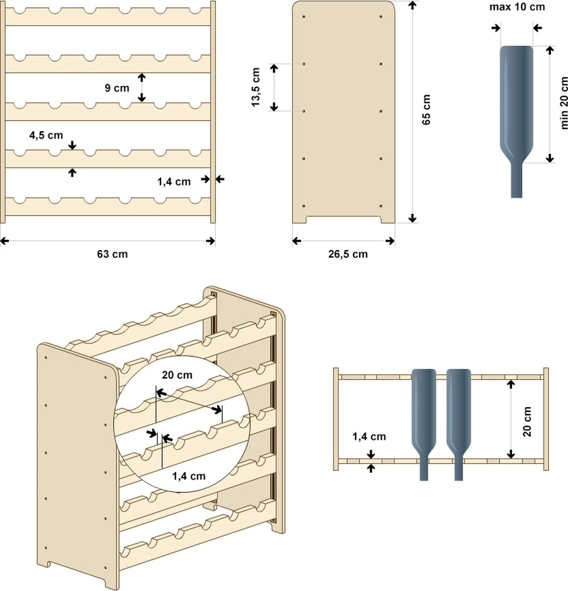 Casier à Vin - 38x42x26,5 Cm (LxlxP) - Bois Massif - 12 Bouteilles - Casier à Bouteilles Modulaire Et Empilable - Porte-bouteilles Debout 2 Casier à Vin - 38x42x26,5 Cm (LxlxP) - Bois Massif - 12 Bouteilles - Casier à Bouteilles Modulaire Et Empilable - Porte-bouteilles Debout – Image 2