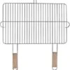 Grille De Gril 54x34cm Avec 2 Poignées En Bois, Grille De Gril En Acier Chromé Grille De Rechange Pour Fixation De Gril