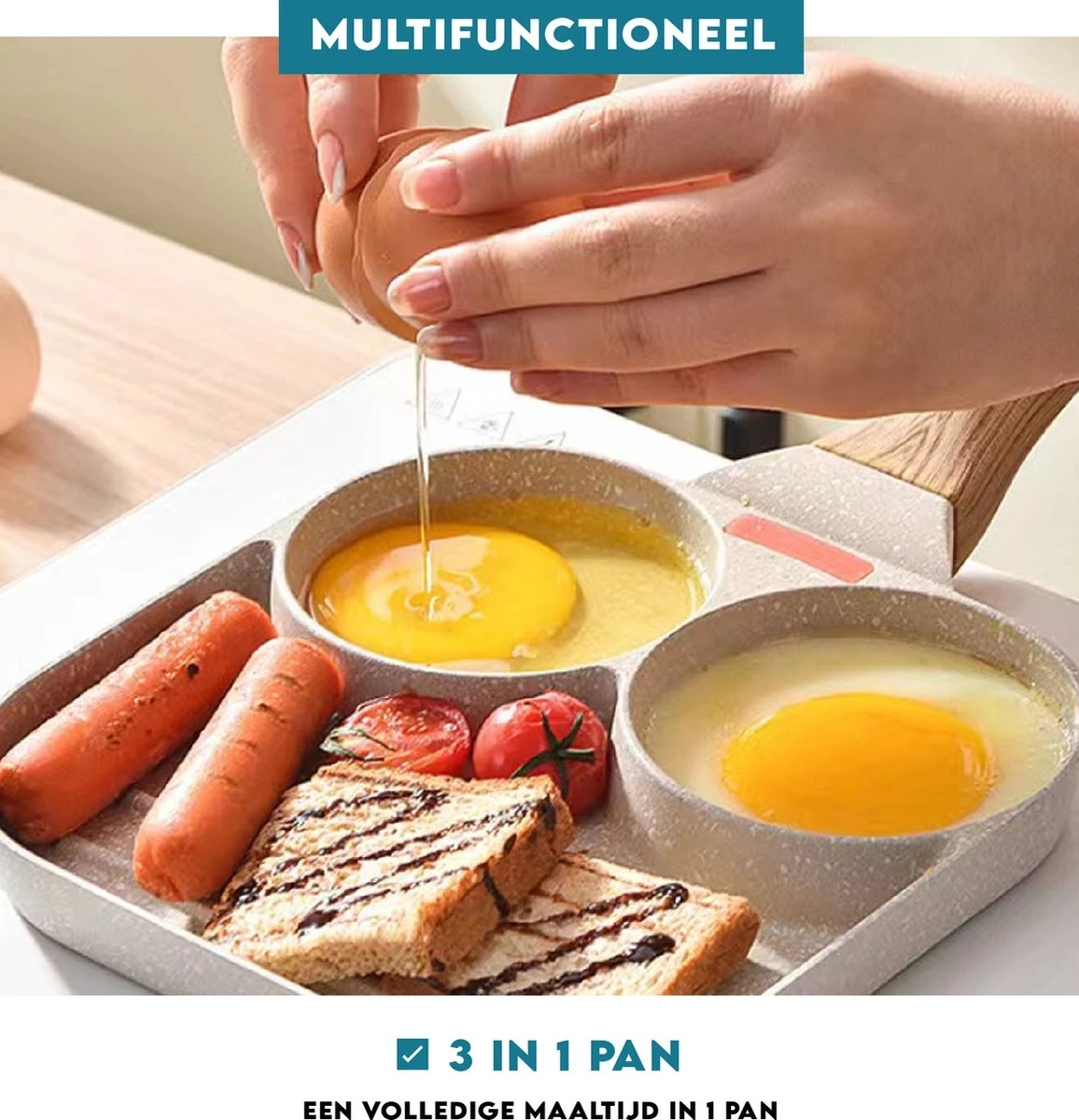 Vitasa Pancake Pan Induction - Pancake Pan - Egg Pan - Omelette Pan - Omelette Maker - Pancake Maker - Revêtement Antiadhésif - Toutes Sources De Chaleur - 3 Compartiments - Spatule Incluse 6 Vitasa Pancake Pan Induction - Pancake Pan - Egg Pan - Omelette Pan - Omelette Maker - Pancake Maker - Revêtement Antiadhésif - Toutes Sources De Chaleur - 3 Compartiments - Spatule Incluse – Image 6